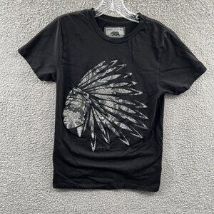 Ring of Fire Mens Shirt Small Black Native American Chief Headdress Short Sleeve